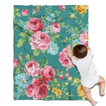 Pioneer Flower Floral Print Pattern Blanket,Comfortable Soft Flannel Throw Blanket,All Season,Warm Lightweight Blankets for Sofa Bed Couch Living Room Chair,30"x40"