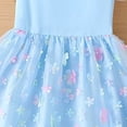 thumbnail image 4 of Hrsba Casual Dress for Girls,3-8years Girls' Fashion Flower Mesh Skirt Short Sleeve Round Neck Dress,Kids Summer Dress,Light Blue ,150, 4 of 5