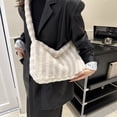 thumbnail image 3 of Bolso de hombro mullido de invierno para mujer, bolso de mano de felpa, bolso cruzado (blanco), 3 of 7