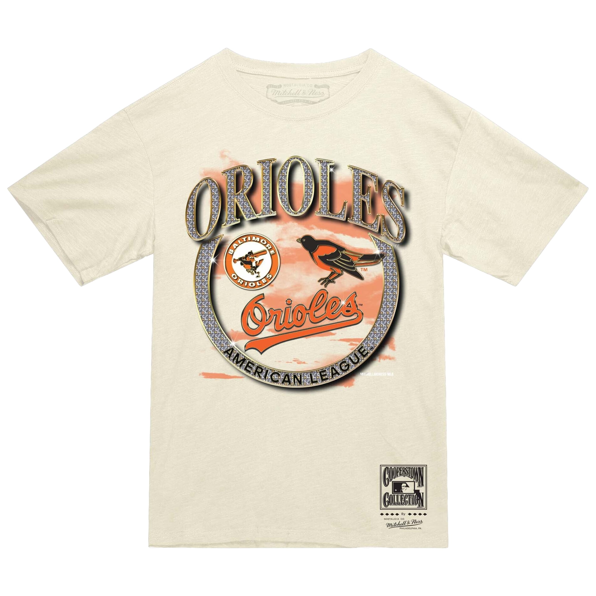 Men's Mitchell & Ness Cream Baltimore Orioles Crown Jewels T-Shirt