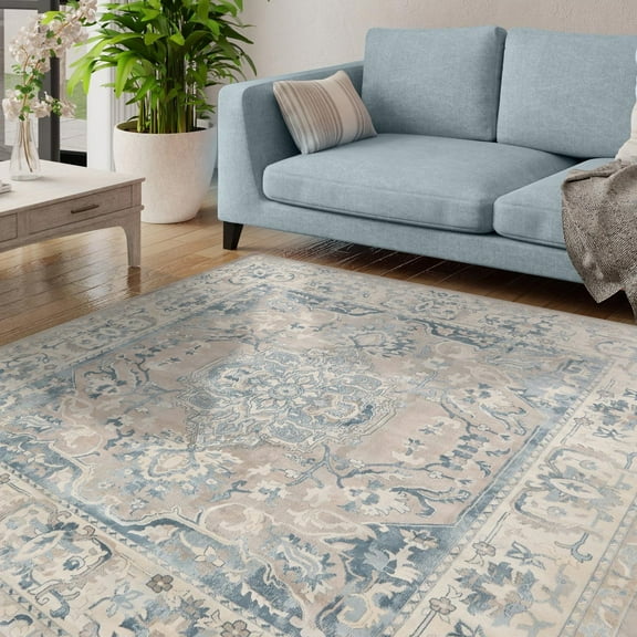 Unique Loom Paris Collection Area Rug - Louisa (8' Square Dark Gray/Beige)
