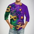 thumbnail image 2 of Xixinqiwan Men Tops Mardi Gras Dress Shirt,Fat Tuesday Tee Carnival Mask Print Costume New Orleans Carnival Party Clothing, 2 of 6