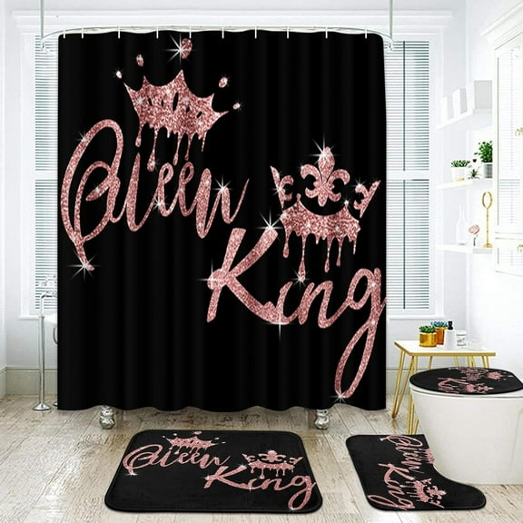 Paris Bathroom Sets with Shower Curtain and Rugs and Accessories, Eiffel Tower Black Diamond Shower Curtain Sets, Glitter Luxurious Modern Shower Curtains for Bathroom Decor 4 Pcs