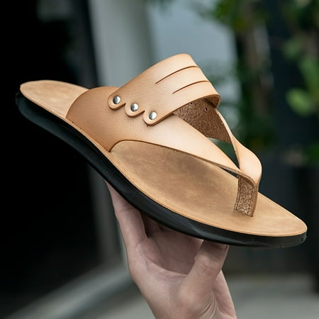 

Men s Stitching Microfiber Breathable Anti-skid Odor-resistant Leather Open Toe Sandals Slip On Casual Summer Beach Sandals For Outdoor