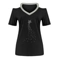 thumbnail image 4 of OAVQHLG3B Womens Summer Tops Casual Woman Summer V-Neck Short Sleeve Cold Shoulder Blouse T-Shirt Causal Printing Tops, 4 of 5