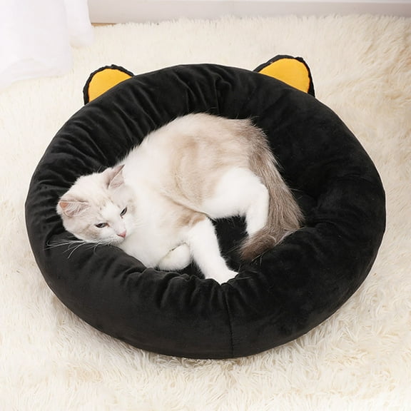 YMTQ Cozy Black Cat Nest Bed Soft Comfortable Dirt resistant Head Neck Support Pet Kennel for Play Rest Sleep