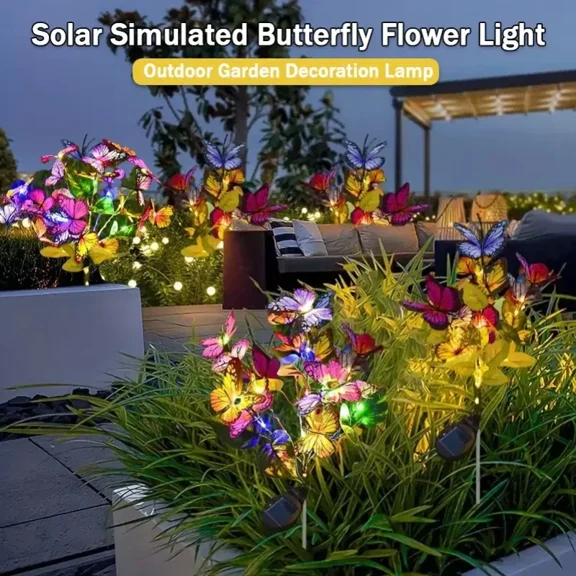 PURELY- 2Pack Solar Garden Lights Butterfly Landscape Led Lights Outdoor Waterproof Yard
