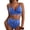 Blue, variant on Swimsuit Women Embroidered Floral Textured Bikini Sets 2 Piece High Waisted Bathing Suits Lace Up Back Scalloped V Neck Swimwear