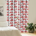 thumbnail image 2 of Ambesonne Flower Window Curtains, Romantic Rose Blooms, Each 28" W x 84" L, Vermilion Slate Blue, 2 of 4