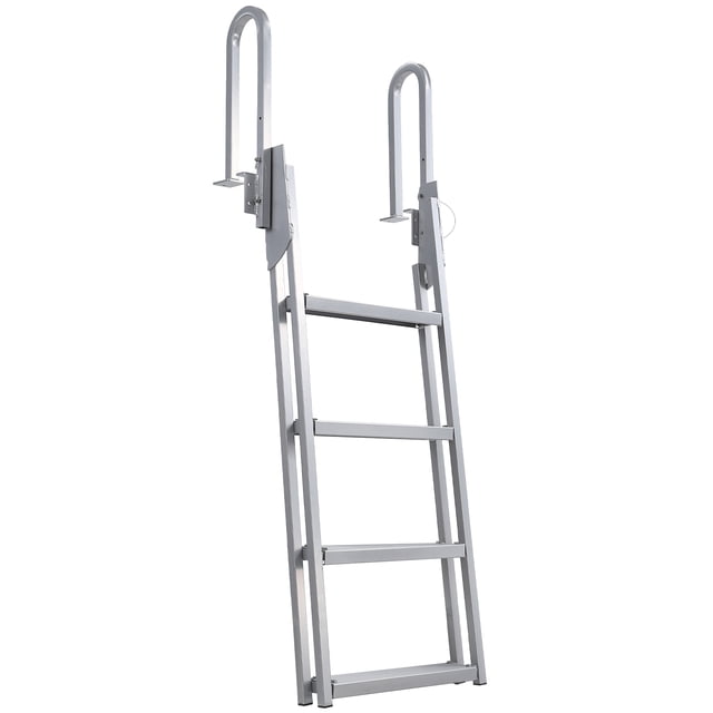 Heavy Duty 4-Step Reverse-Up Aluminum Dock Ladder – 350 lbs Load, Non-Slip Treads, Removable, Saltwater-Proof & Corrosion Resistant – Surface Spray Anti-Corrosion Powder, Reverse-up, Italic Storage