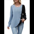thumbnail image 1 of Suéteres de Punto para Mujer, Otoño Invierno, Informales, de Larga, Cuello Redondo, Acanalados, con Botones y Bloques de Color Azul M, 1 of 8