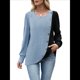 thumbnail image 1 of Suéteres de Punto para Mujer, Otoño Invierno, Informales, de Larga, Cuello Redondo, Acanalados, con Botones y Bloques de Color Azul L, 1 of 8