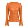 thumbnail image 5 of COMVALUE Women Sparkly Mesh Long Sleeve Top Sheer Lace Undershirts Mock Neck Tee Shirt Trendy (Orange, M), 5 of 6
