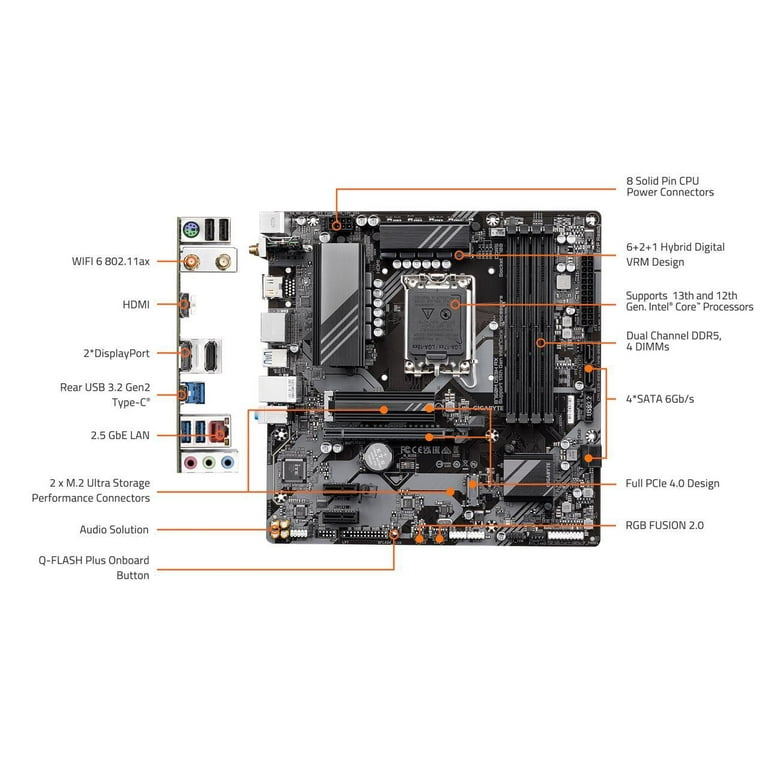 GIGABYTE B760M DS3H AX Intel B760 M-ATX Motherboard, DDR5, 2 GIGABYTE B760M DS3H AX Intel B760 M-ATX Motherboard, DDR5, 2