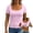 Pink, variant on Women's Top, Fashion Casual Summer Square Neck with Built-in Bra Solid Color Short Sleeve Blouse, Padded Cami Tee, Soft Stretchy Daily Shirt for Women