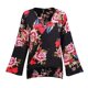 thumbnail image 4 of Blusa de manga de campana con cuello en mujer Camisa delantera con estampado floral METRO Baoblaze Camisa floral con cuello en V para mujer, 4 of 8