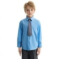 thumbnail image 4 of LOLANTA Boys Dress Shirts Button Down Shirt Long Sleeve Boys Kids Shirts and Tie Sets Solid Color Uniforms, 4 of 6