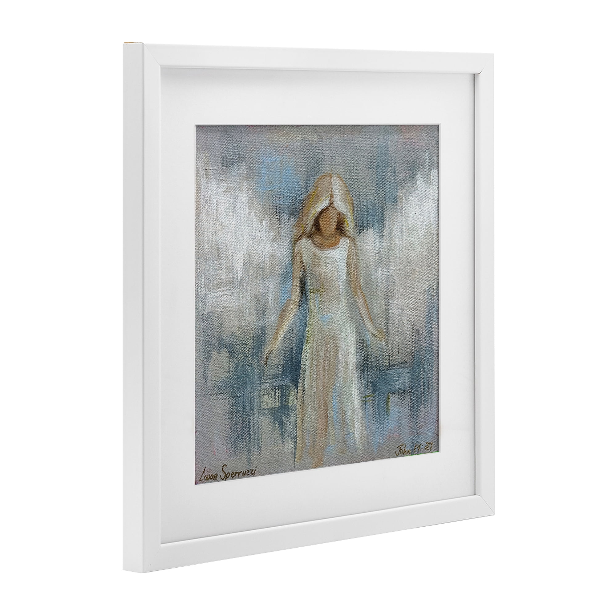 Stupell Industries Ethereal Peace Angel White Framed Print Under Glass, design by Linda Sperruzzi