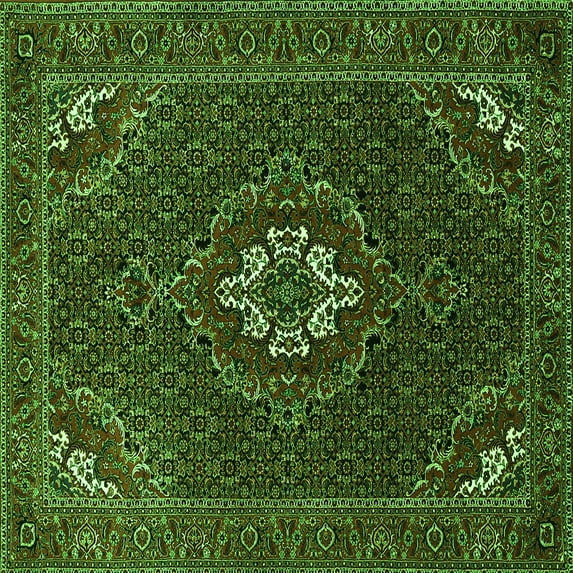 Ahgly Company Machine Washable Indoor Square Persian Green Traditional Area Rugs, 7' Square