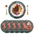 thumbnail image 5 of Ryvnso Christmas Santa with Deer Round Plate Mats Dining Table Placemat Set of 4 for Holiday Decoration, 5 of 7