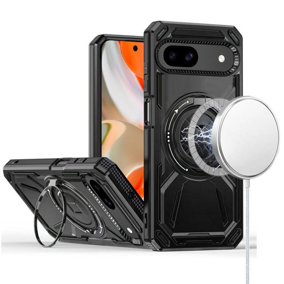 For Google Pixel 9 Hybrid Magnetic Ring and 360° Rotational Kickstand with MagSafe Compatible, Military Grade Drop Protection Cover, XPM Phone Case [Black]