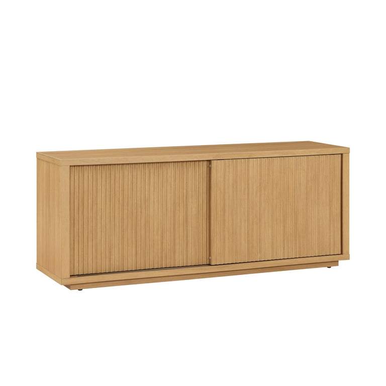 Beautiful Fluted 3-Shelf Bookcase with Storage Cabinet by Drew Barrymore,  Warm Honey Finish