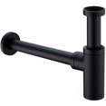 thumbnail image 1 of Decorative P-Trap, Adjustable Height Brass Bottle Trap, Standard Slip Inlet for Bathroom Sink Drain Kit, Wall Drainage System Compatible, Matte Black, 1 of 5