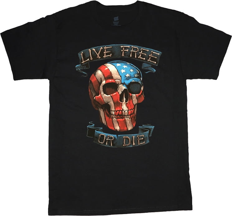 Decked Out Duds Live Free Or Die Biker Skull T Shirt Mens Big And Tall Graphic Tee Walmart 5234