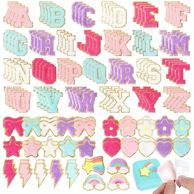 Parche de Letras de Chenilla NICEVINYL 162 piezas para Ropa y Bolsos