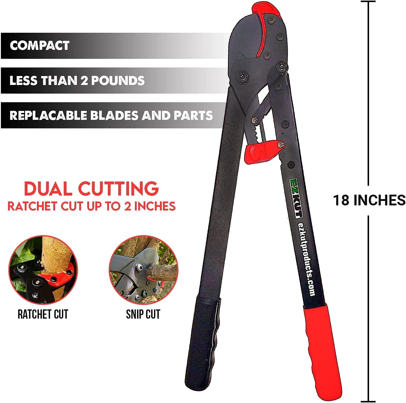 EZ Kut Lil G Branch Cutter Loppers. Ratcheting Tree Cutter - Sub Compact Lightweight Packable Loppers best Tree Branch Cutter - Yard Tools Since 1988