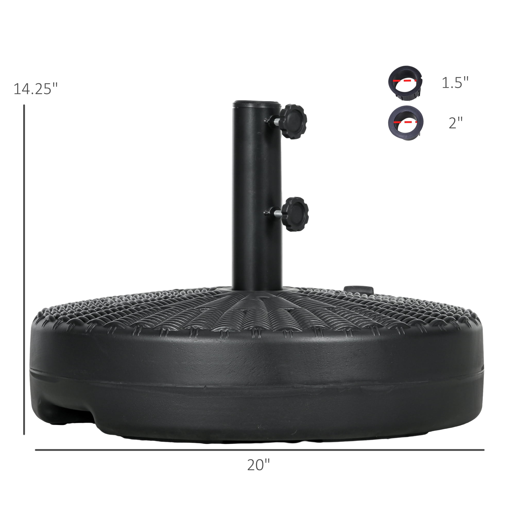 Outsunny Fillable Umbrella Base for 1.5"-2" Pole, Umbrella Stand, Black
