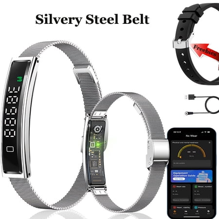 2025 New Smart Bracelet, Health & Fitness Tracker with Pedometer, Sleep & Stress Monitoring, Workout Intensity, Square Watch, iOS/Android Compatible, Perfect Gift