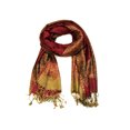 thumbnail image 3 of Sakkas Border Pattern Layered Reversible Woven Pashmina Shawl Scarf Wrap Stole - Red - One Size, 3 of 4