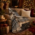 thumbnail image 3 of Rustic Cabin Moose Bear Mountain Patchwork, Peaceful Mountain Lake Scene, Warm Flannel Blanket for Cabin and Lodge, Outdoor Lovers person's Day Gift, Artistic Home Decor, 3 of 9
