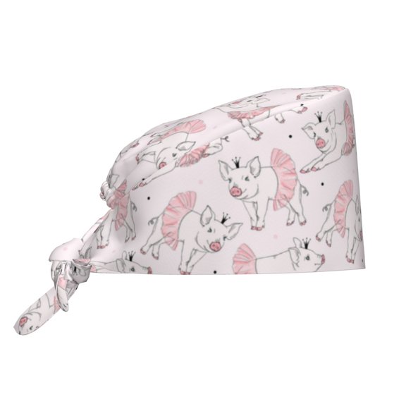 Xecao Cute Piggy Ballerina Print Men Women Adjustable Working Cap with Button Unisex Hats Sweatband