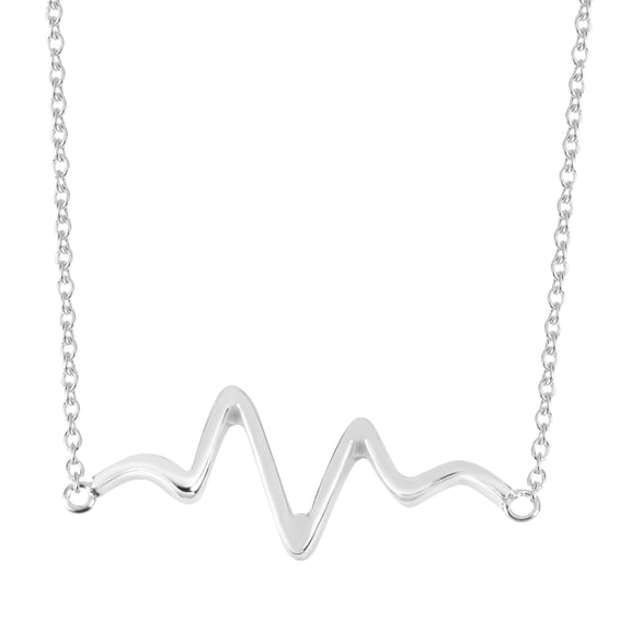 Trendy and Chic Heartbeat Sterling Silver Pendant Necklace