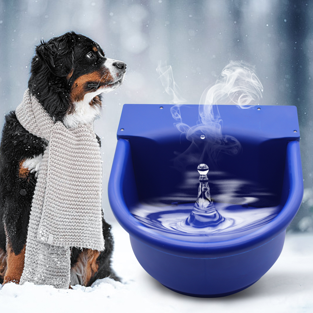 Automatic Heated Dog Waterer Bowl Feeder Constant Temperature Dispenser 3L Outdoor Thermal Bowl with Float Ball Valves for Pet Dog Horse Cattle Goat Sheep (Blue)