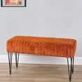 thumbnail image 3 of Home Soft Things Super Soft Faux-Fur Upholstered Bench Ottoman, Umber, 46"x16"x22", 3 of 4