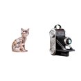 thumbnail image 1 of Figura de gato, estatua de cámara, modelo coleccionable, decoración de estante, cerámica, resina, adorno artístico de escritorio, ideal para regalar,, 1 of 8