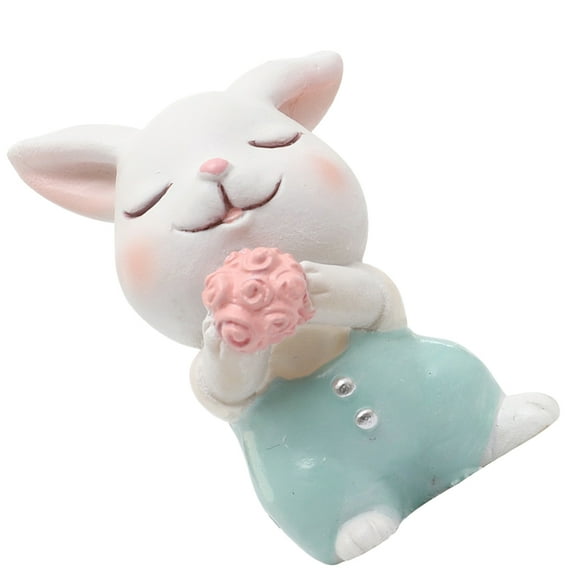 LEORX Adorable Green Bunny Resin Cake Ornament for Home Decoration
