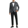 thumbnail image 2 of INSPIRE CHIC Striped Blazers for Men's One Button Slim Fit Business Stripe Sports Coats L Black, 2 of 6