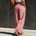 thumbnail image 5 of LUVDA Gingham Wide-Leg Pants for Women Elastic High Waist with Pockets Lightweight Flowy Trousers for Casual & Boho Style, 5 of 6