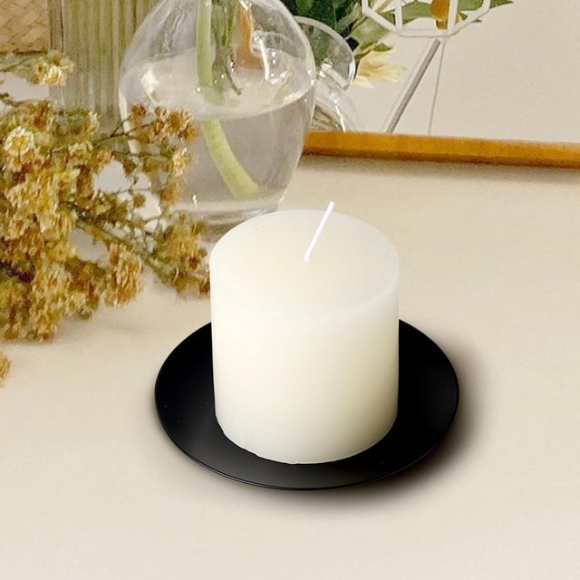 Portavelas de hierro, bandeja pequeña para velas, MESA CENTRO de MESA, plato de vela de boda portátil, candelabro para accesorios de boda de granja Negro