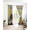 thumbnail image 3 of Spring Blackout Curtains for Bedroom/Living Room, Thermal Insulated Kitchen Curtains, Brown Vintage Birds Cages Eggs Flowers Herbs Grommet Darkening Window Treatment Drapes 27.5"x39"x2, 3 of 8