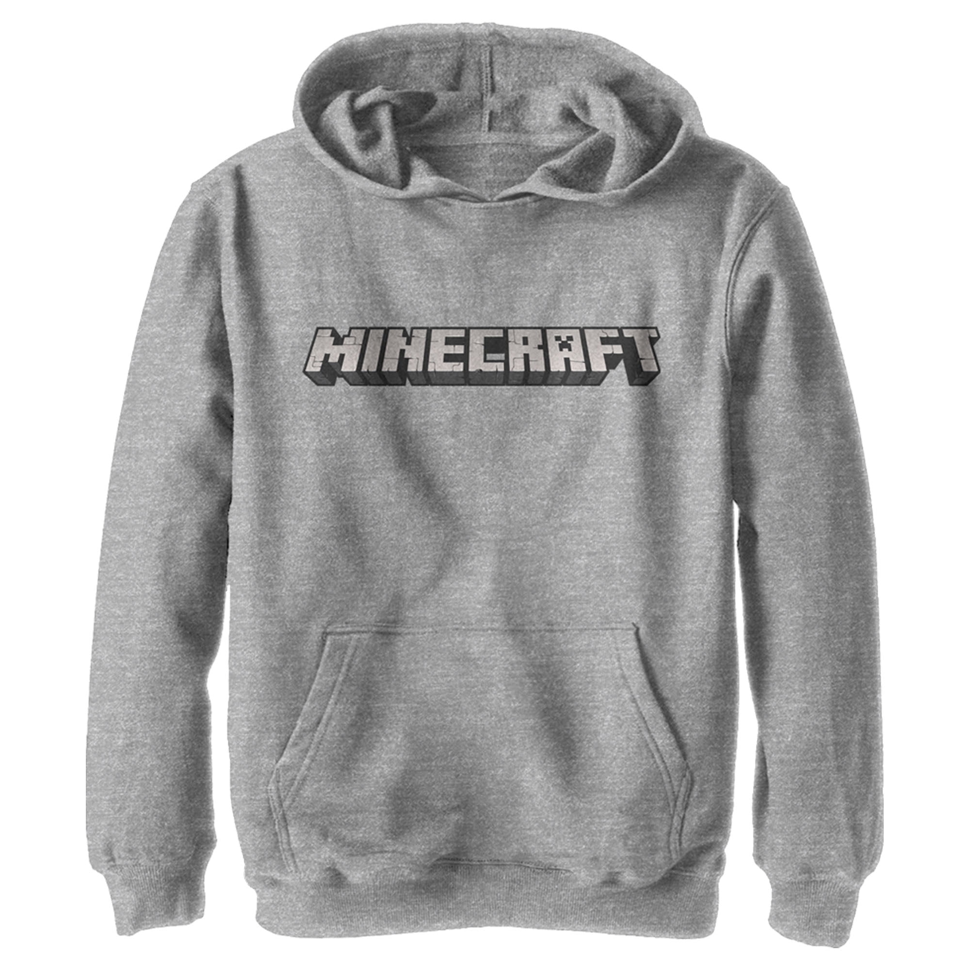 Boy S Minecraft Classic Logo White Pull Over Hoodie Athletic Heather Small Walmart Com