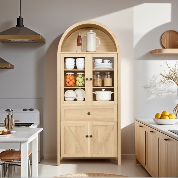 Resenkos Retro Cabinet, Made of High-Quality Materials with Antique Craftsmanship, Large Storage Space - Natural