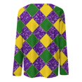 thumbnail image 5 of Aloohaidyvio Mardi Gras Clothing,Womens Mardi Gras Party Top Long Sleeve Mask Shiny Glitter Print Crew Neck T-Shirt, Mardi Gras Shirts, 5 of 5