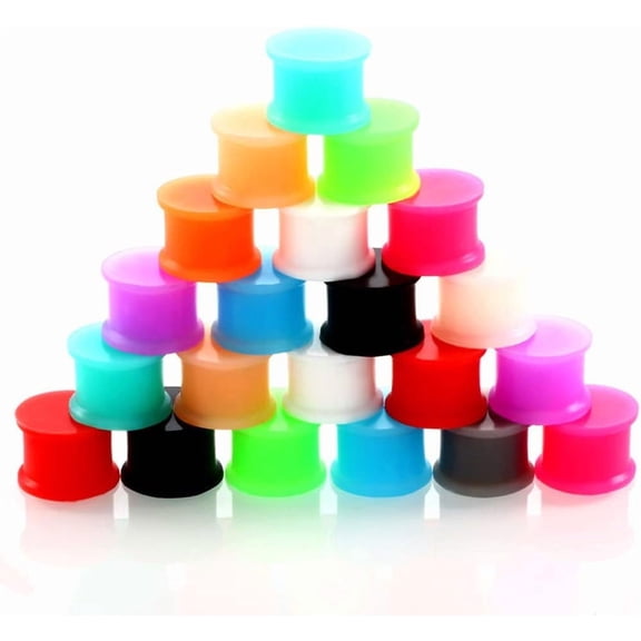 24 pcs Silicone Plugs Ear Gauges Stretching Kit 00g-1 inch Double Flared Expander Tunnels Flesh Saddle Set for Women Men Body Piercing Jewelry,Good Gift 1/2" 12mm