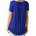 thumbnail image 3 of Liher Blouse for Women Trendy Summer Tops Loose Fit T-shirts Casual Zip Up Blue Tee Shirts Clothes Size XXL, 3 of 3