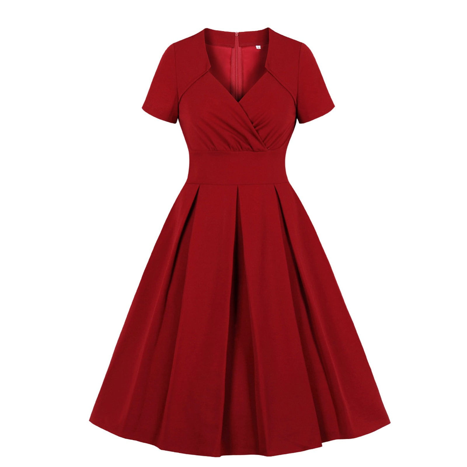 Dresses for Women 2022 Women 1950s Retro Vintage Formal Cocktail Swing Dresses Short Sleeve